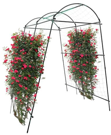 KiwiHood Arche de jardin en métal de 2,3 m de haut - Pour plantes grimpantes - Pour melon - Pliable - Pour plantes potagers - Jardinière surélevée