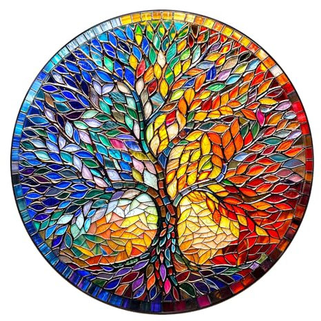 Holzpuzzle Erwachsene, 300 Teile Bunt Glas Baum Holz Puzzle Erwachsene, 34x34cm Wooden Puzzle, Unregelmäßige Einzigartige Puzzle, Holzpuzzle Tierform, Holz Puzzle Mit Geschenkbox Aus Holz