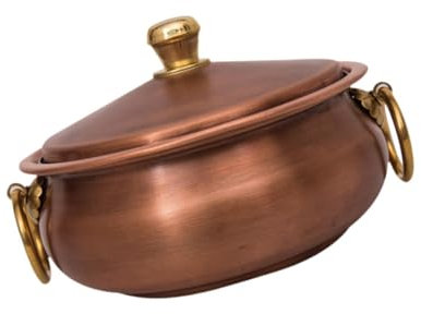 SiaBiced Pentola in Rame Puro per stufato con Coperchio, casseruola Artigianale Stabile, pentola per Regalo, Montone bollito per Uso Domestico, l