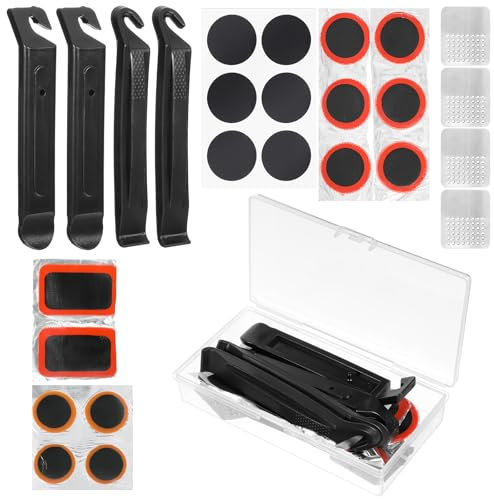 AOZUO 26 Stück Flickzeug Fahrrad Fahrrad Flickzeug Fahrrad Reparaturset Fahrradflickzeug Set Fahrrad Reparaturset Fahrradflickzeug Set mit ragbarer Aufbewahrungsbox für Radfahrer Motorräder