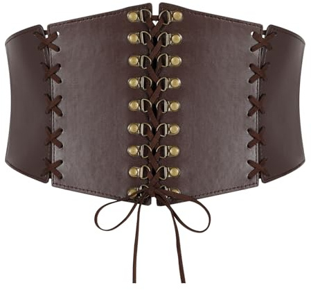 WERFORU Korsettbälte för kvinnor vintage elastiskt midjebälte snörning korsettbälte för klänningar halloween kostym, B-kaffe, Passend für Taillengröße 85-94cm