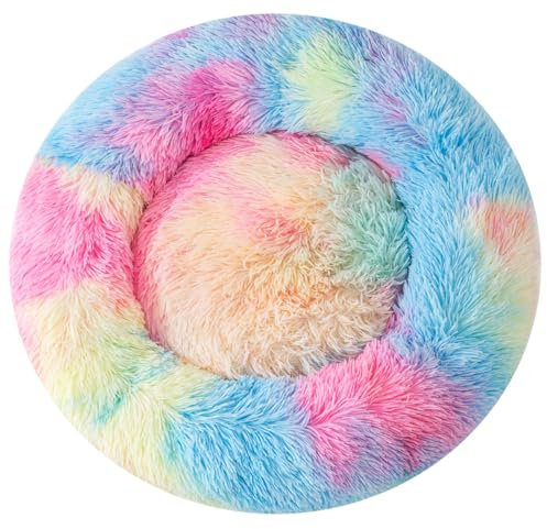 Fhodigogo Katzenbett & Hundebett - Donut Form - Flauschig - Für Kleine Hunde & Katzen bis 3kg - Innenbereich - Rund - 35x13cm