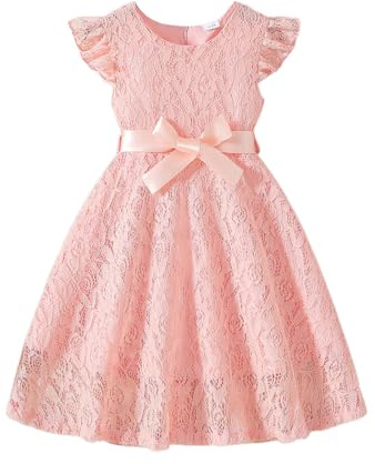 XIXIMAON Kids Girls Dress Toddler Baby Girl Formal Outfit Summer Clothes (Pink, 4-5 Years)