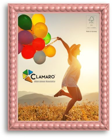 CLAMARO 'BUBBLE' Design Bildram, 10 x 15 i Bubble Bälle Stil | Rosa | Handgjord MDF Bild- och Fotoram med Akrylglas | Ram för t.ex. Foton, Poster eller Pussel