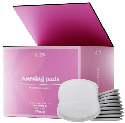 Maya by Biopure Disposable Nursing Pads for Breastfeeding | Ultra Absorbent Disposable Breast Pads with 5-Layer Protection for Breastfeeding and Pumping Moms | Individually Wrapped (100 Count)