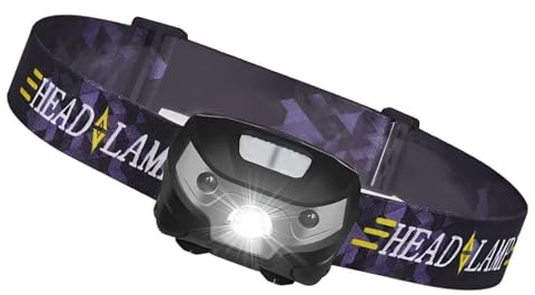 Head Torch Rechargeable Waterproof, Super Bright LED Headlamp with Red Warning Lights, 5 Modes, 30H Runtime, Lightweight Head Torch for Cycling Camping & Running Flashlight, USB Battery Powered