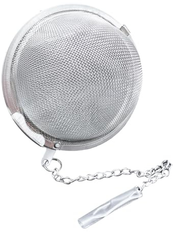 Bola de té de acero inoxidable- filtro de malla fina, colador de hojas, pequeña, herramienta de infusión duradera con mango de cadena | Para granel, hierbas, especias, taza, infusión, cocina, u