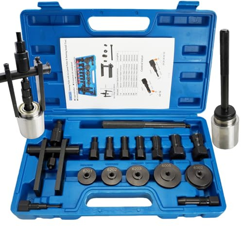 XSTARYE 16PCS Extractor Rodamientos Bicicleta con Kit Prensa para Cojinetes para Instalación Rodamientos Extractor Rodamientos Internos con 7 Pinzas Expandibles & Extractor de Dos Mordazas