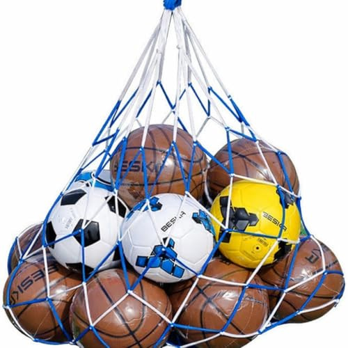 Terryshop74® Rete Porta Palloni 100 cm – Sacca Multiuso per 10 Palloni Calcio e Basket – Rete Lavabile Porta Giochi, Spesa e Attrezzature – Disponibile in 2 Colori (Blu Bianco, 100 mm)