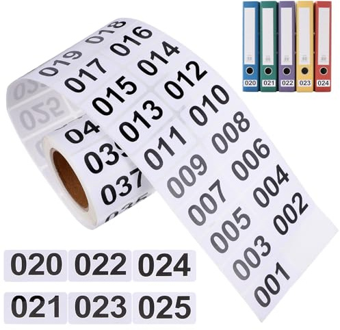 Warmhm Warehouse Label Number Stickers Roll Self-Adhesive Detachable Numbered Labels for Inventory Sorting Office Files Machines Appliances Goods Marking 1 Roll