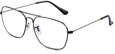 JM Flieger Blaues Licht blockiert Computer Brillen, Platz Augenschutz Video Eyeglasses Anti Blendung Damen Herren(Gunmetal Rahmen Schwarze Tempel Tipps)