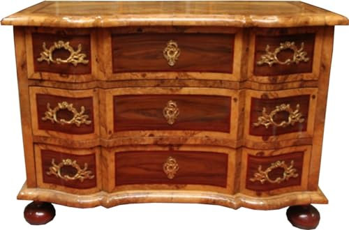 Casa Padrino Comò Barocco Marrone intarsiato 127 cm con Raffinati Ornamenti