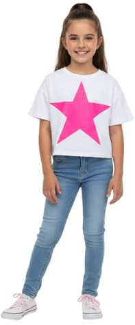 A2Z 4 Kids Girls Short Sleeves Crop Top Star Soft Feel Breathable - Crop Top Star White 9-10