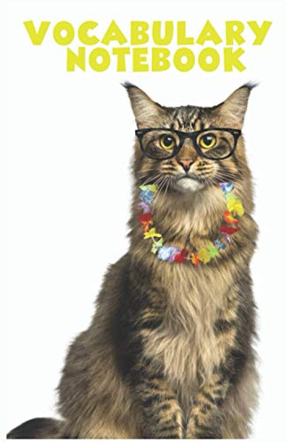 Vocabulary Notebook: for all foreign languages, A5, 13,97 x 21,59 cm, 5,5 x 8,5, 100 pages, ruled notebook, 2500 words, 2 columns for a new word, ... of a sentence, cat notebook, funny cat
