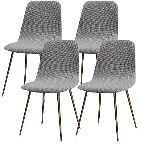 Lydevo Stuhlhussen 4er Esszimmer Strech Stuhlhussen für Esszimmerstühle Universal Waschbar Bezug Stuhlhussen Skandinavisch Stuhlüberzug für Küchenstühle Hotel Bankett,Diagonal#Blassgrau
