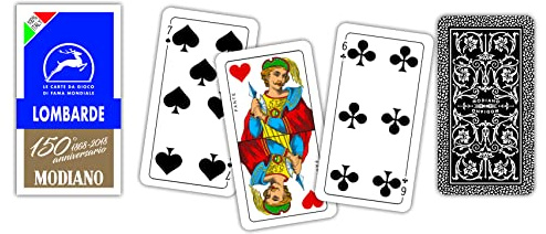 Modiano Lombarde Blu 150° Anniversario – Carte da gioco regionali lombarde in cartoncino duplex rinforzato 410 gmq – Scopa Briscola Tresette – 100% Made in Italy