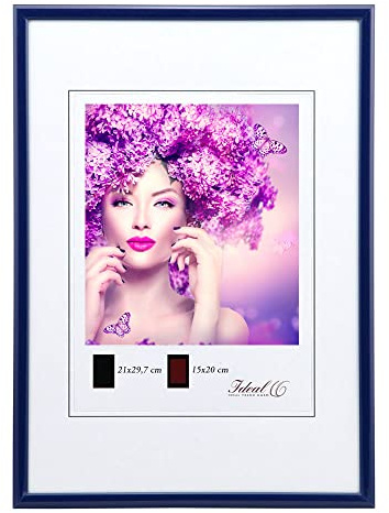 IDEAL TREND New Lifestyle Kunststoff Bilderrahmen Kunststoffrahmen Bildhalter Bildträger: Farbe: Blau | Format: 21x29,7 (DIN A4)
