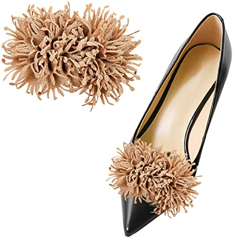 2Pcs 3D Flower Shoe Clips Unique Burned Edge Shoe Embellishment Detachable High Heels Shoe Buckle for DIY Accessories Dark Brown