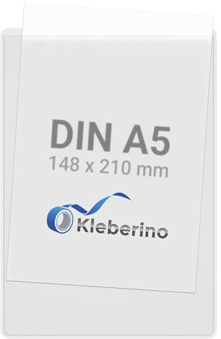 KLEBERINO Selbstklebetaschen | Rechtecktaschen transparent | schmale Seite offen | Selbstklebende Sichthüllen (DIN A5 | 20 Stück)
