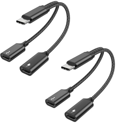 MOGOOD USB C Splitter USB C auf USBC Buchse Adapter Typ C Y Splitter Kabel (NICHT für Monitor) C Stecker auf 2 C Buchsen Kabel Doppel Typ C Anschluss Hub Typ C Lade Split Adapter für Mac,Laptop