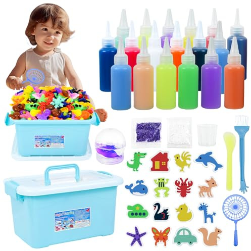 Joellfuner Aqua Gelz Creative Set, 3D Aqua Fairy, Kit de Elfo Mágico de Agua con 18 Botes de Gel de Color, Molde y Caja de Almacenamiento, Juguete de Gel de Agua Regalo para Niños de 5 a 12 Años