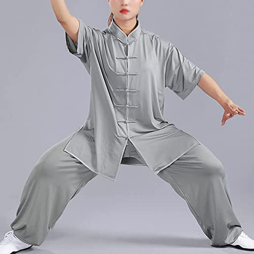 Traje De Tai Chi Hombre Y Mujer Ropa De Artes Marciales Kung Fu Ligero Traje para Meditación Y Qigong Unisex Manga Corta Verano Ropa De Entrenamiento