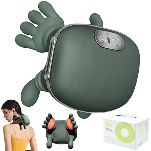 Masaje Cervical, masajeador de cuello 4D con Shiatsu,masajeador espalda y cuello con calor, 3 modos 2 temp, pistola masaje eléctrica inalámbrica, masajeador biónico con calor, regalos para familiares