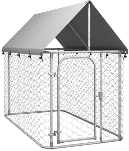Chenil Extérieur avec Toit pour Chien, Chenil d'Extérieur Enclos Cage pour Chien Métal 200x100x150 cm