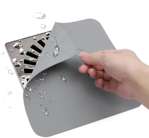 JOOTUEPO 2 Pezzi 20×20cm Copri Scarico Doccia, Tappo Doccia Antiodore, Cuscinetto Deodorante in Silicone, Per Bagno/Cucina/Lavanderia