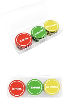 FloraVigo Lot de 42 aimants de tâche, Tableau de récompense pour Enfants, Bonne Attraction magnétique, avec boîte en polypropylène, Humeur, Tableau, Cadeau de Bureau, 2,5 cm (Statut de la tâche)
