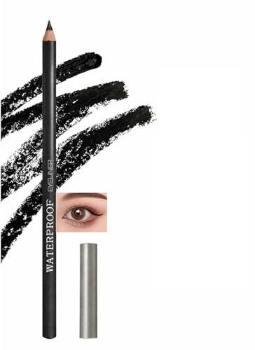 Intense Black Kohl Eyeliner Pencil For Waterline & Sensitive Eyes - Highly Pigmented Long Lasting Formula, Smudge Proof Waterproof Eye Makeup With Smooth Creamy Application