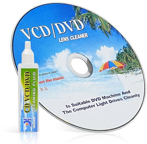 CD/DVD Player Laser Lens Cleaner – Cleaning Disc with Ultra-Thin Brush and Cleaning Liquid – Universal