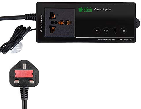 Elixir Gardens Economical Low Energy Thermostat For Soil Warming Cables For Heated Beds, Propagators, Reptile Vivariums, Terrariums and more