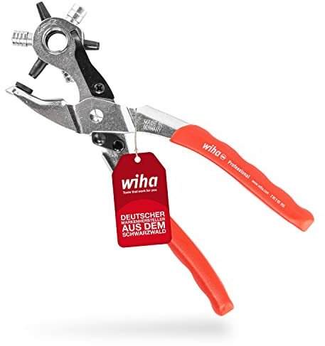 Wiha Revolverloch- und Ösenzange oval (29550) I Stanzzange mit Lochgrößen 4mm + 4,5mm + 5mm I Abwechselnde Bestückung von Lochpfeifen + Ösenstempeln