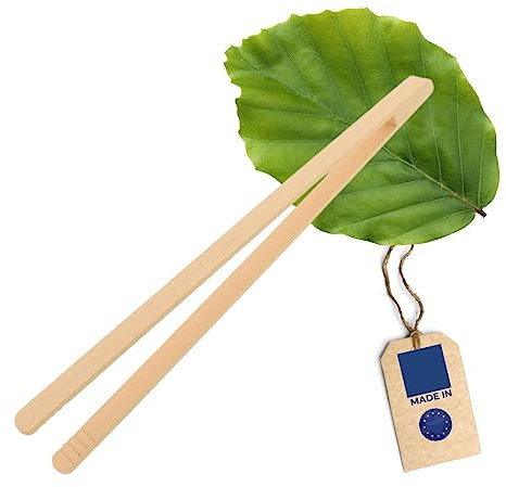 HOFMEISTER® Grillzange, 40 cm, für Wurst, Steaks & Gemüse auf dem BBQ, fester Griff dank Rillen-Fräsung, hygienisch & hitzebeständig, Bratwurst-Pinzette, Buchen-Holz