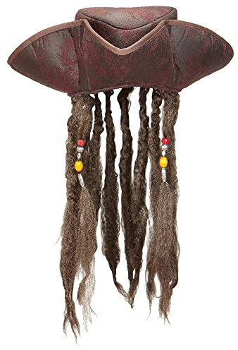 WIDMANN 09644 – Pirathatt, med hår, trespets, läderutseende, brun, pirat, tillbehör, karneval, temafest