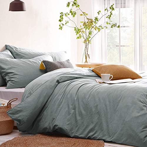Lanqinglv Bettwäsche 135x200cm 2teilig Blaugrau,Uni Unifarben Einzelbett Bettbezug Deckenbezug 135x200cm mit Reißverschluss und Kissenbezug 80x80cm aus Renforce Microfaser