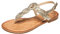 JOMIX Strass Römersandalen Damen Pantoletten Damen Flach Rutschfest Sommer Badelatschen Strandsandalen Freizeit (Gold, 36 EU, SD2146)
