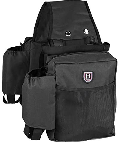 Harrison Howard Equestrian Western-Satteltasche aus Nylon, für Wasserflasche/Ausrüstung, praktische Satteltasche, schwarz