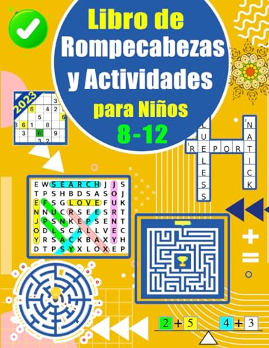 Libro de Rompecabezas y Actividades para Niños 8-12 Años: Juegos pasatiempos lógica y enigmas: Rompecabezas y pasatiempos para niños, Sudoku, Sopa de ... Escala de equilibrio matemático, Mandalas.