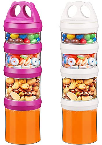BeneLabel Boîtes à Goûter, Ensemble de Récipients à Collations Empilables de Nourriture 31oz/917ml Empilable Noix Formule de Bonbons Distributeur d’articles de Voyage, Sans BPA & étanche, Blanc/Rouge