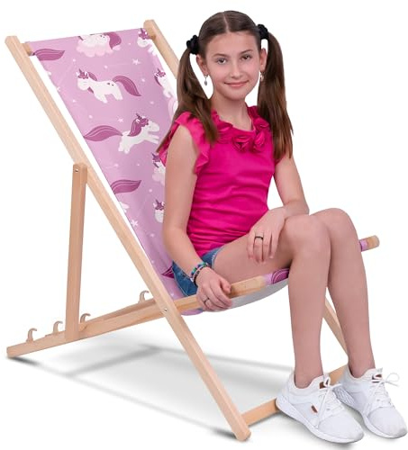 DreamRoots Sdraio Pieghevole Bambini 130kg - Sedia Pieghevole - Sdraio Legno Di Faggio - Sediolina Mare Bambini 100% poliestere 220 g/m2