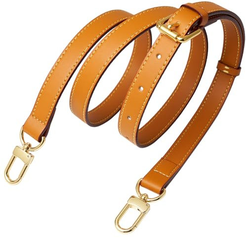 BMBMLV Vachetta Lederriemen Verstellbarer Crossbody-Gurt für kleine Taschen Pochette Mini NM Eva Favorite PM MM Nano Speedy, Honig Braun Gelb