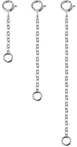 LANCHARMED 3 Cadenas Extensibles Plata 925 Pulgadas para Collares Pulseras