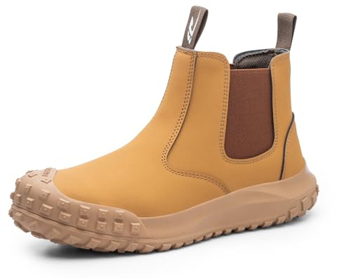 USOR Bottes de sécurité en cuir avec embout en acier pour homme et femme, antidérapantes, résistantes à l'eau, légères, confortables, résistantes aux perforations pour la construction industrielle,
