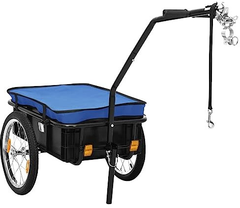 Remorque de Vélo, Remorque de Transport pour Vélo Chariot de Transport Boîte de Transport Remorque de vélo/Chariot à Main 155x60x83 cm Acier Bleu
