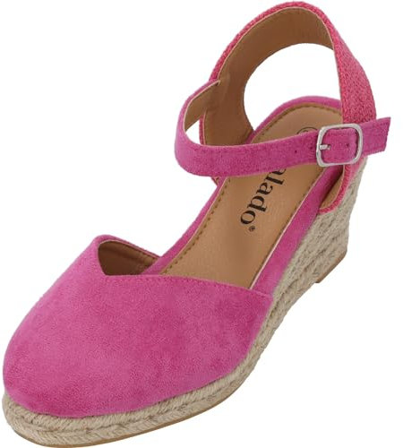 Palado Keilsandaletten Damen Sathos – elegante Wedges - modische Sommerschuhe - Sandalen mit Keilabsatz Pink UK7 - EU40