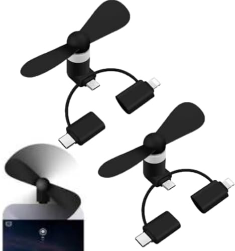 3-i-1 mobiltelefonfläkt, mini-mobiltelefonfläkt, mini-mobiltelefonfläkt, bärbar mini-USB-mobiltelefonfläkt, bärbar kylare roterande fläkt, kompatibel med iPhone/mikro-USB/typ C/Lightning-port-fläkt