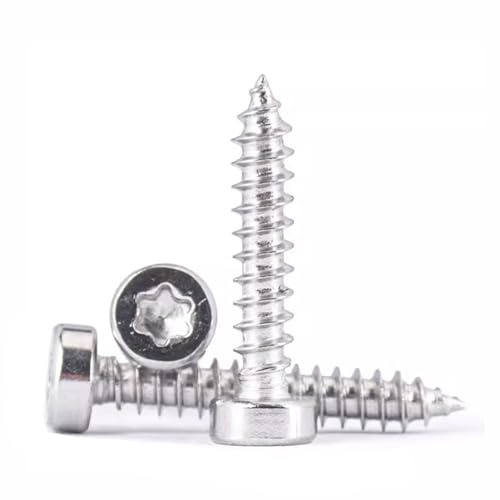 FandWay Tornillos autorroscantes de cabeza Torx M3 x 8/10/12/16/20 mm, tornillos de madera de acero inoxidable 304 surtido (25 piezas/cada uno)