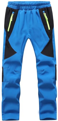 Asfixiado Pantaloni da sci per bambini, imbottiti, impermeabili, termici, per ragazzi e ragazze, invernali, per attività all'aria aperta, Azzurro, 122-128